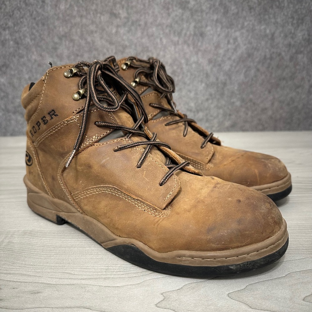 Roper Horse Shoes Kiltie Boots Men's Size 10.5 Cowboy Brown Leather Lace Up